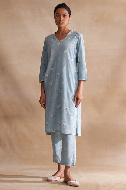 Light Blue Handblock Dabu Print kurta