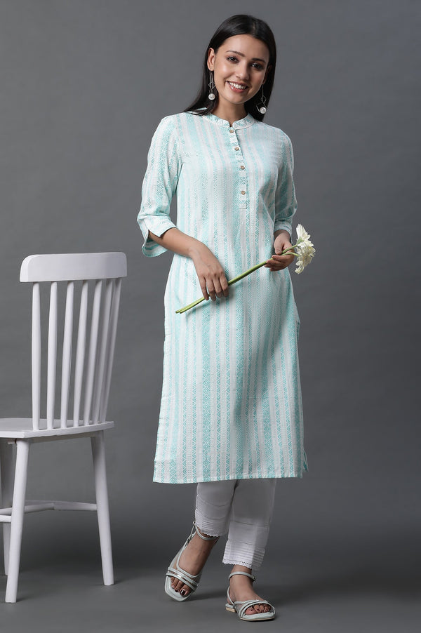 Aurelia Green Dobby Kurta and Trousers Set