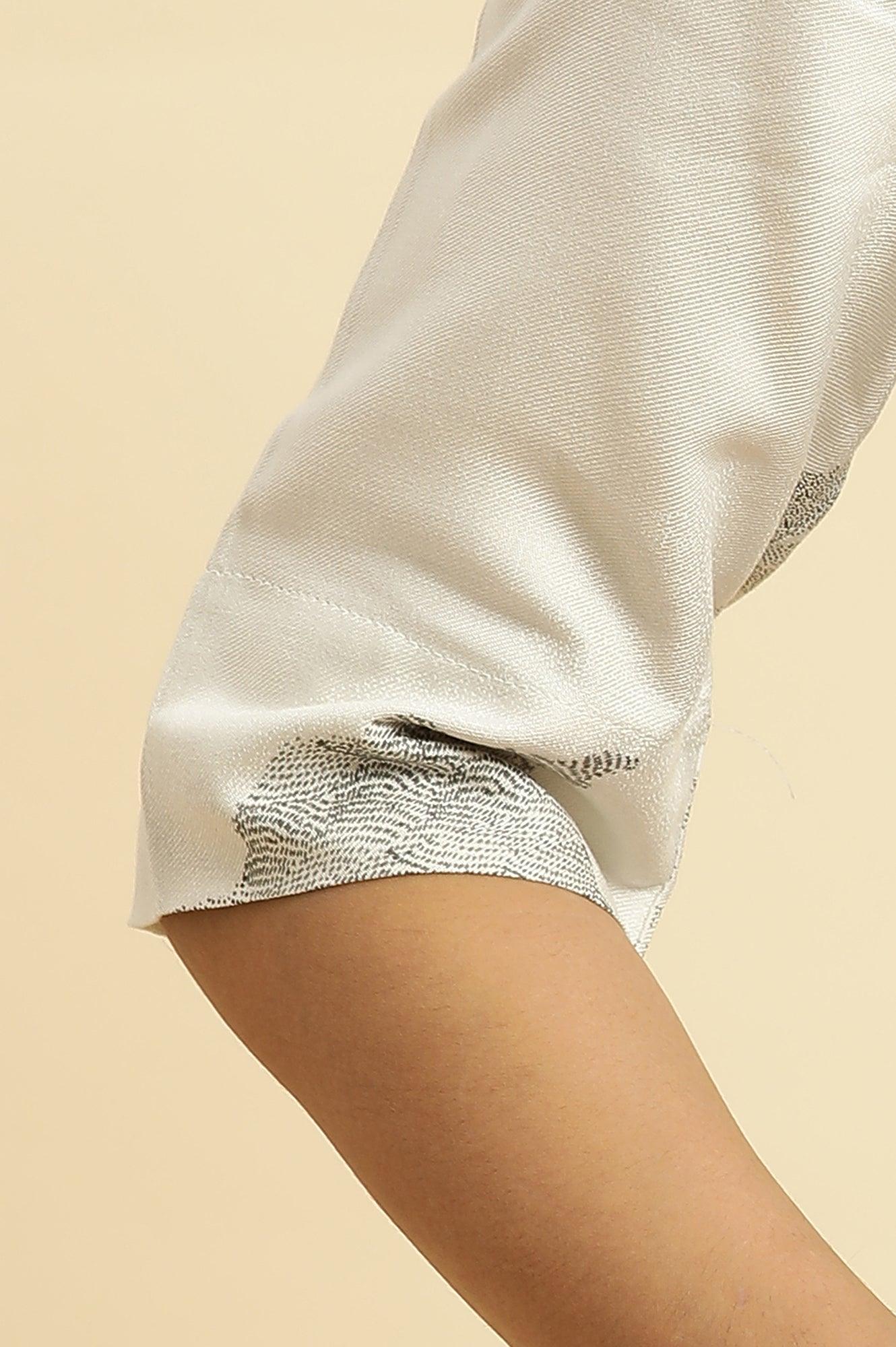 Ecru A-Line Placement Printed Long Western Dress - wforwoman