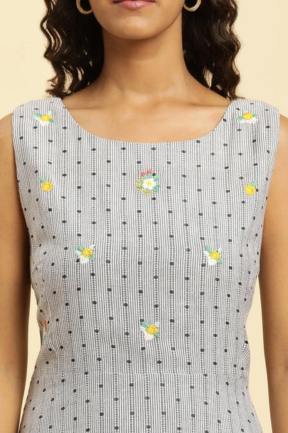 Blue Sleeveless Embroidered Western Dress - wforwoman