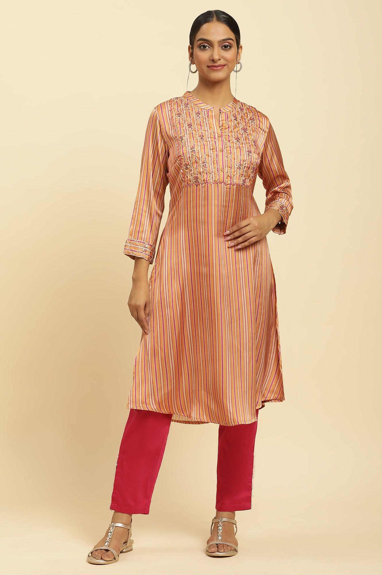 Bright Multi-Coloured Embroidered Kurta - wforwoman
