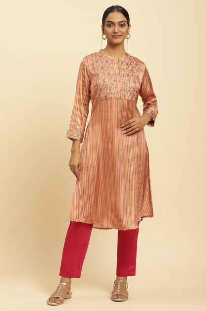 Bright Multi-Coloured Embroidered Kurta - wforwoman