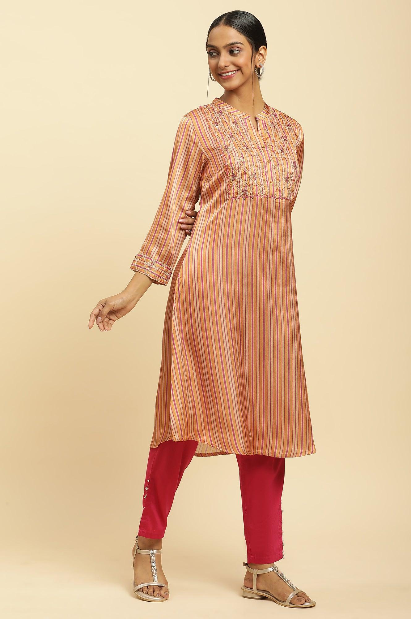 Bright Multi-Coloured Embroidered Kurta - wforwoman