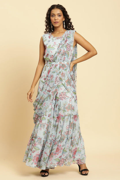 Blue Floral Printed Jumpsuit - wforwoman