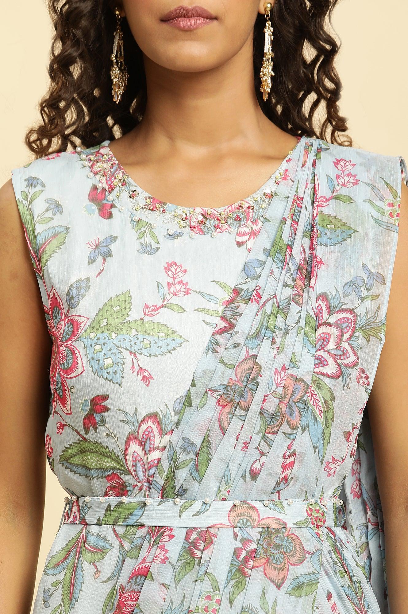 Blue Floral Printed Jumpsuit - wforwoman