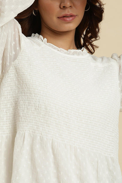 White Socking Chiffon Swiss Dot Western Top - wforwoman