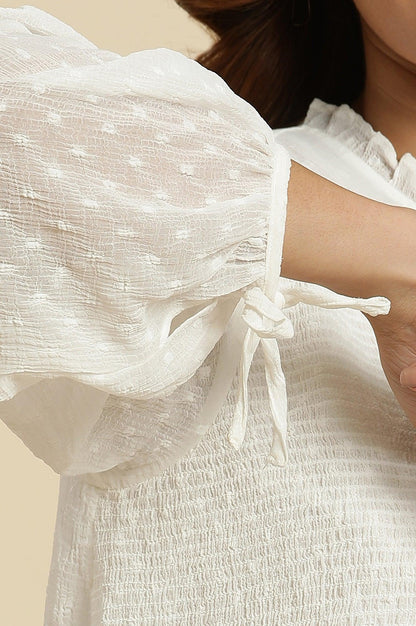 White Socking Chiffon Swiss Dot Western Top - wforwoman