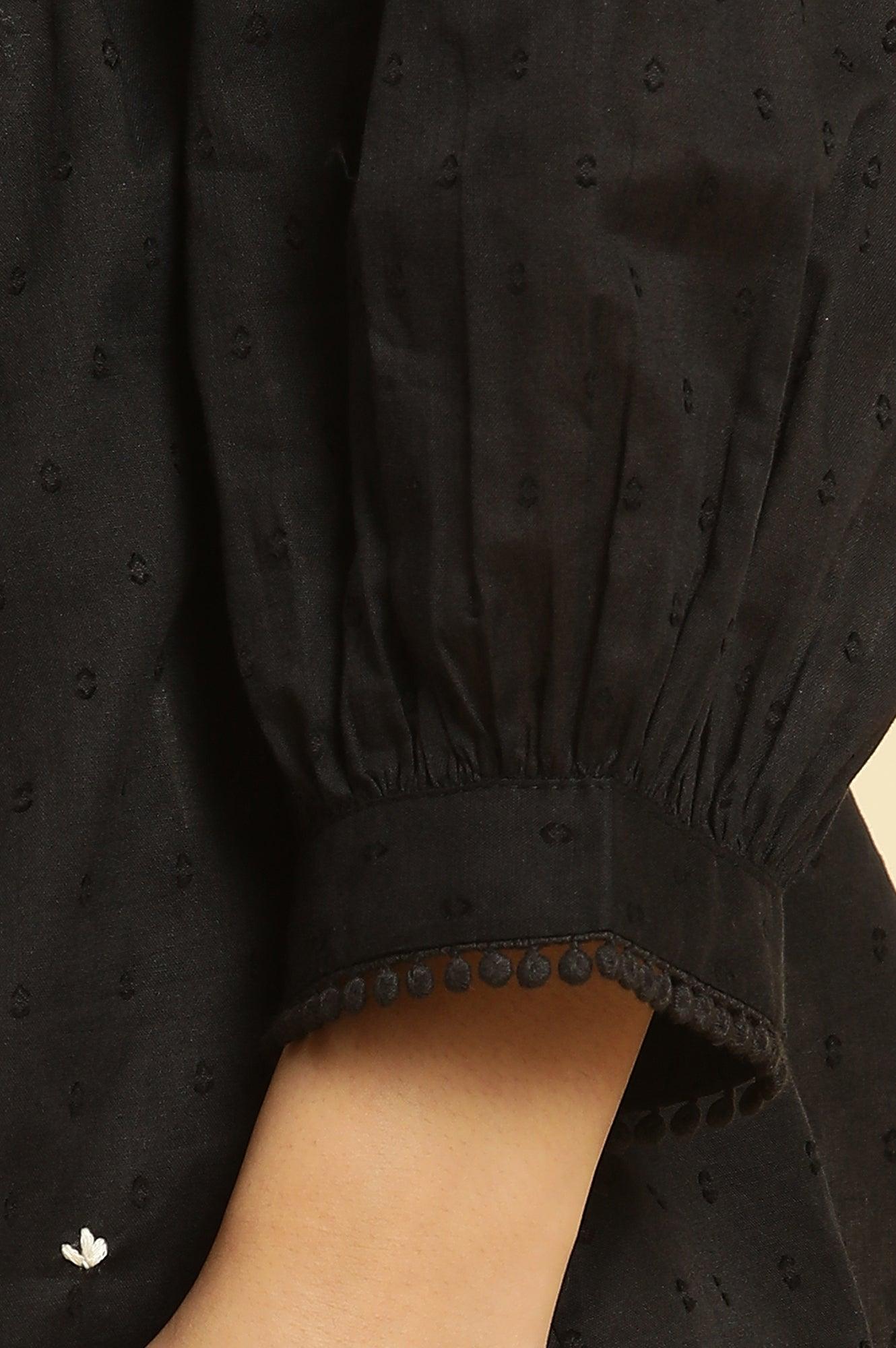 Black Floral Embroidered Western Top - wforwoman