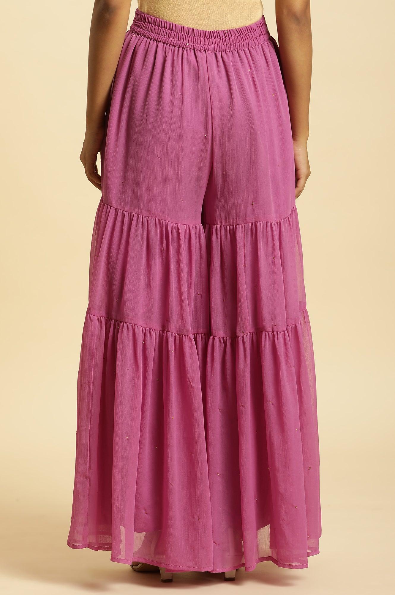 Purple Tiered Chiffon Sharara - wforwoman