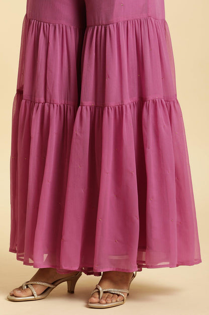 Purple Tiered Chiffon Sharara - wforwoman
