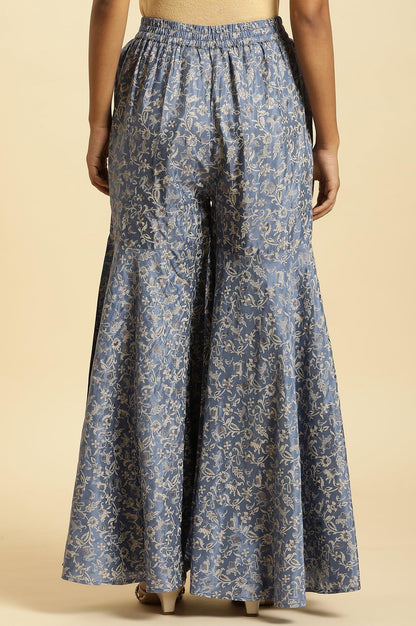 Blue Printed Festive Sharara - wforwoman