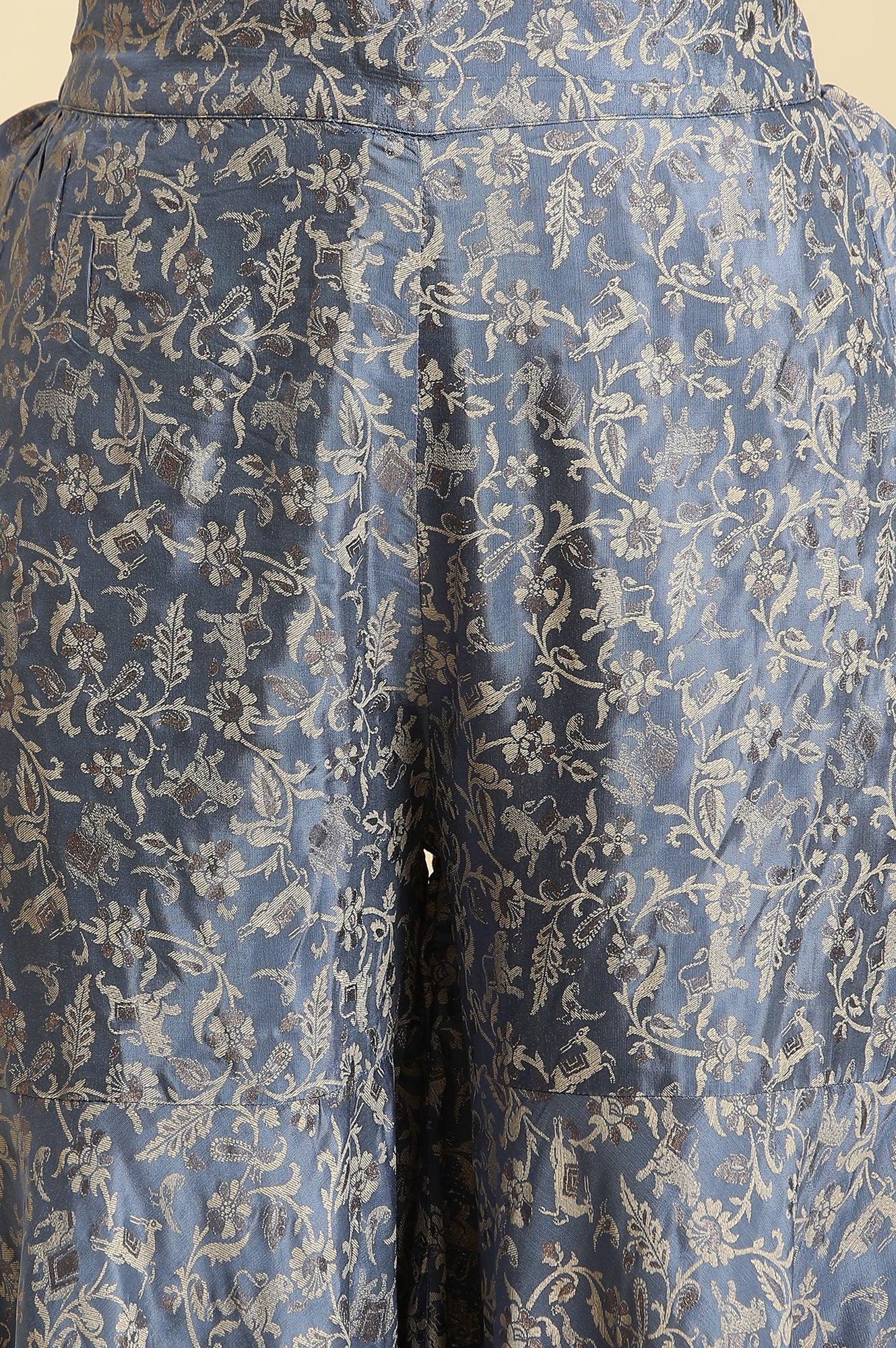 Blue Printed Festive Sharara - wforwoman