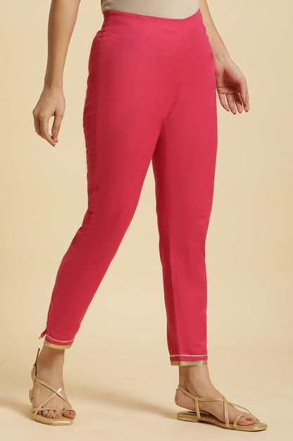 Pink Floral Printed Rayon Straight Kurta with Slim Pant Set