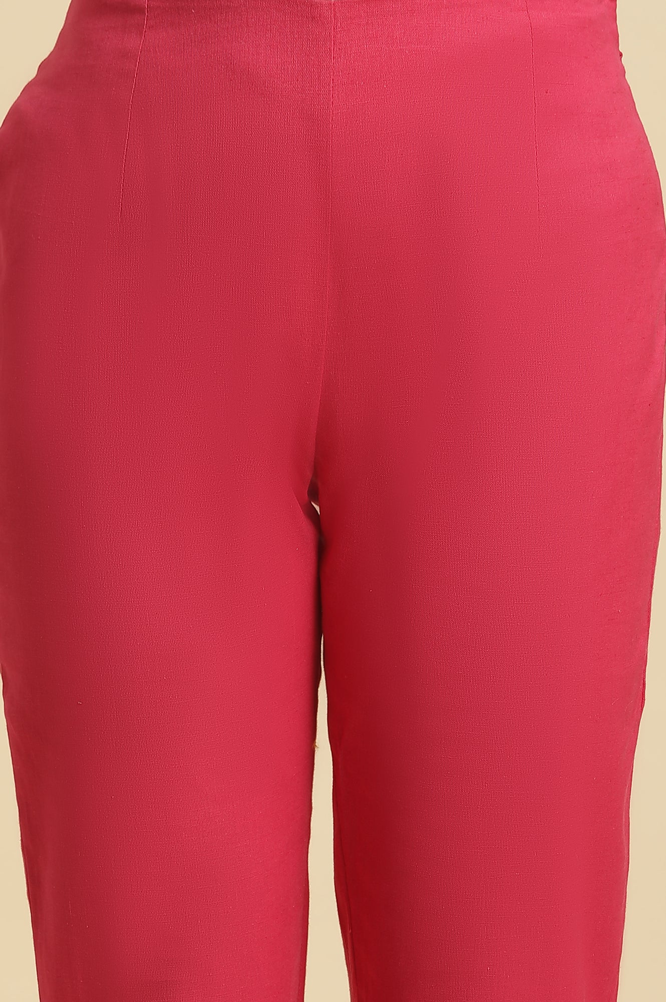 Pink Floral Printed Rayon Straight Kurta with Slim Pant Set