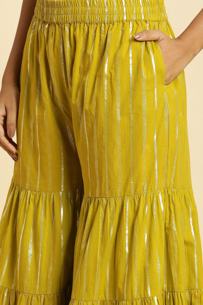 Green Floral Printed Short Kurta, Sharara And Dupatta Set - wforwoman