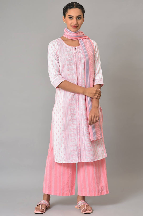 Pink Cotton Summer Plus Size kurta Set