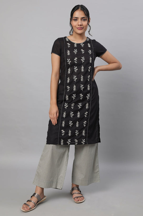 Black Embroidered kurta & Palazzo Set