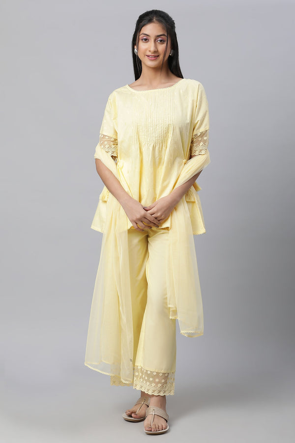 Yellow Floral kurta, Pants & Dupatta