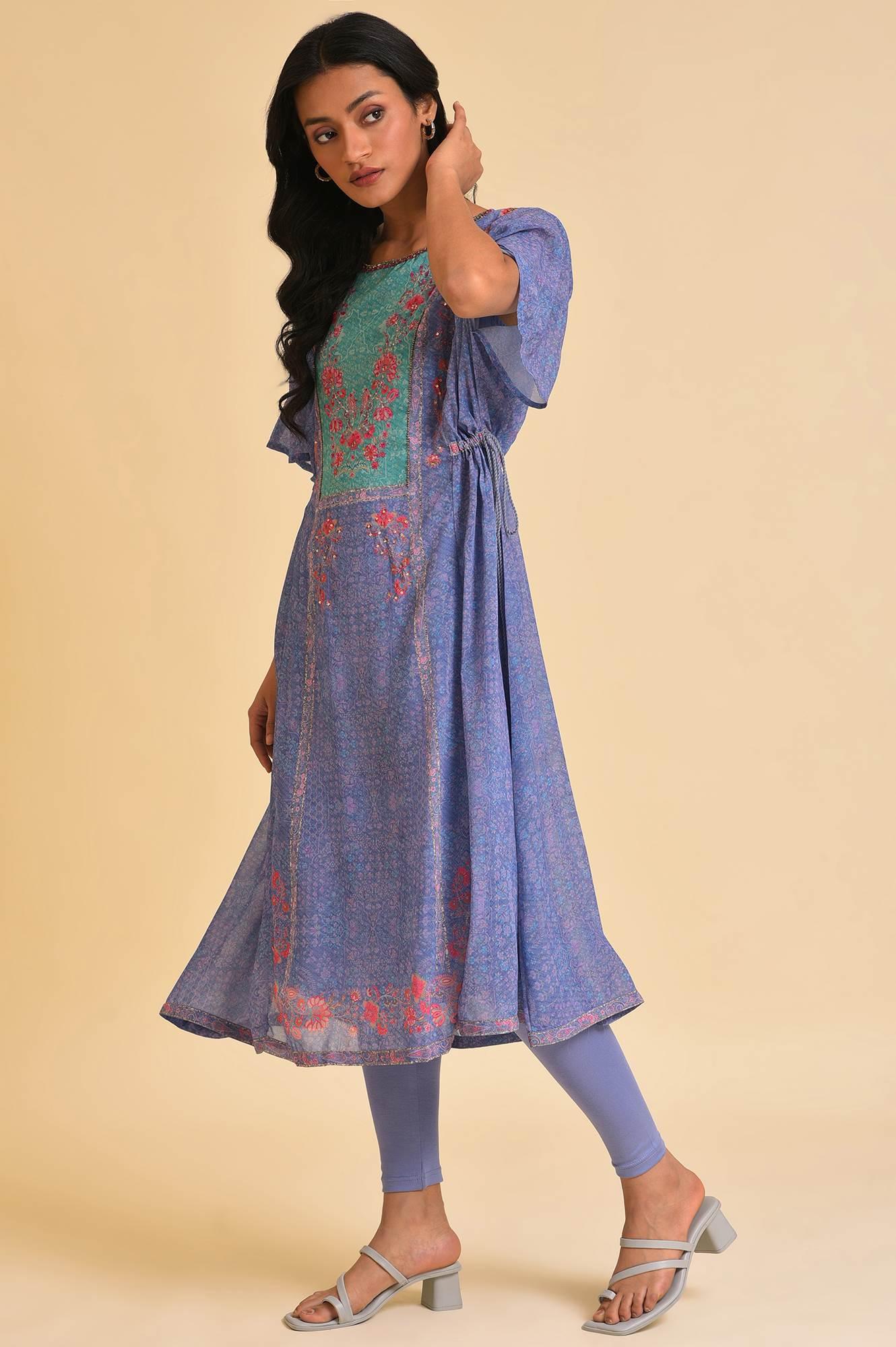 Light Purple A-Line Flowy Dress &amp; Tights Set - wforwoman