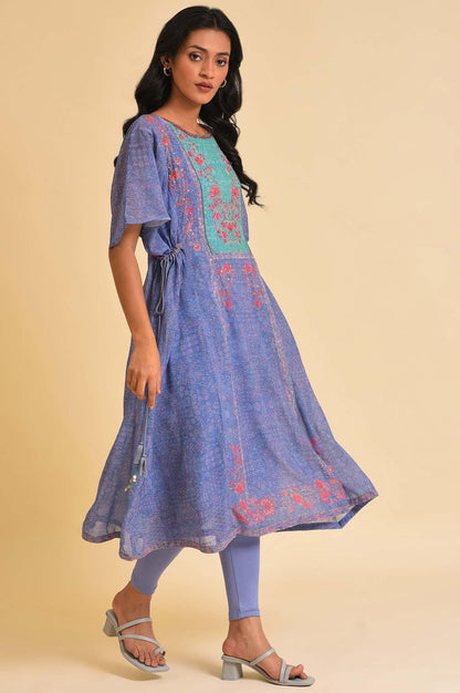 Light Purple A-Line Flowy Dress &amp; Tights Set - wforwoman