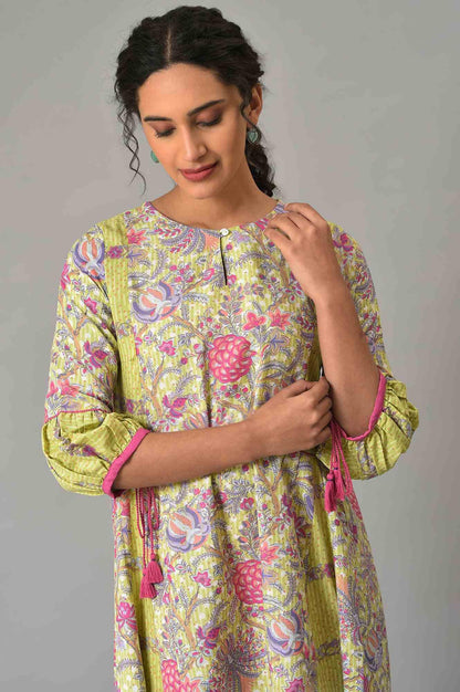 Green Printed Godget Summer Dress - wforwoman