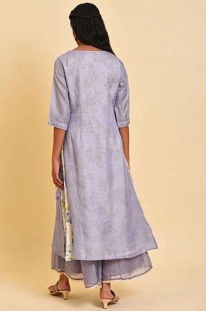 Purple Kota Layered Printed Plus Size kurta - wforwoman