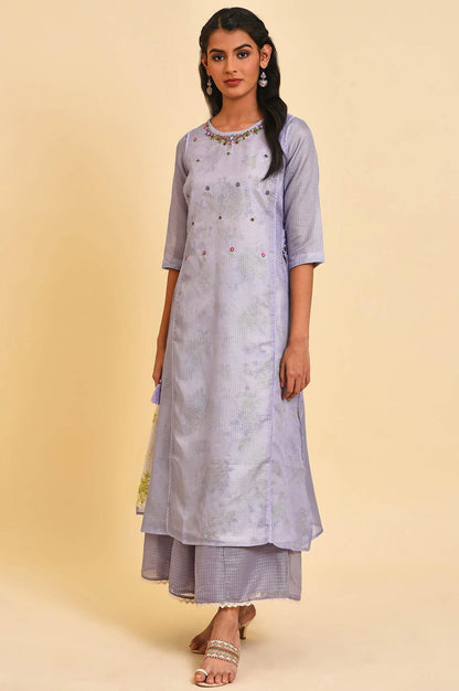 Purple Kota Layered Printed kurta - wforwoman