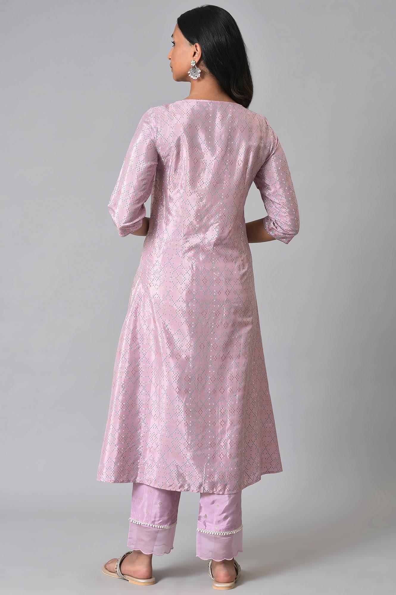 Light Purple A-Line Shatung kurta - wforwoman