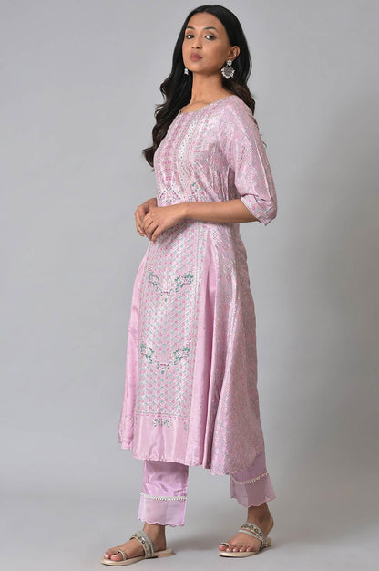 Light Purple A-Line Shatung kurta - wforwoman