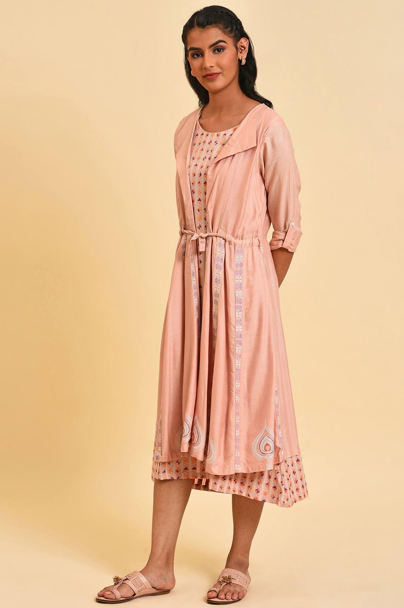 Dusty Pink Mock Layered Dress - wforwoman