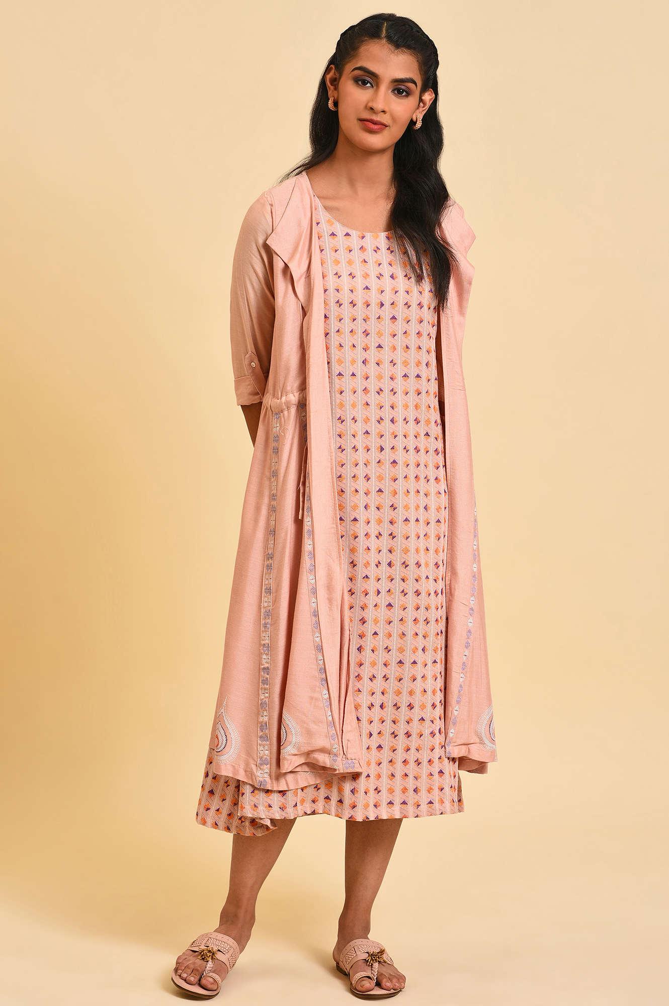 Dusty Pink Mock Layered Dress - wforwoman
