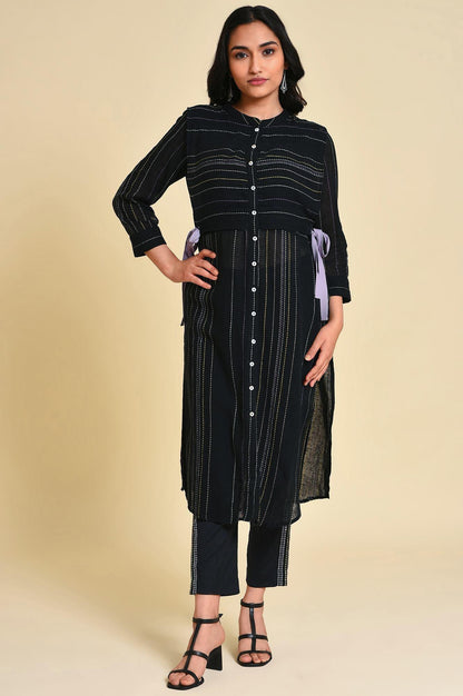 Black Mock Vest kurta - wforwoman