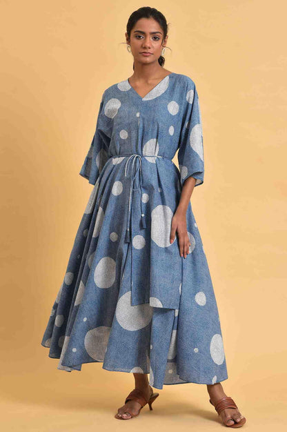 Blue Polka Play Circle Asymmetrical Dress - wforwoman
