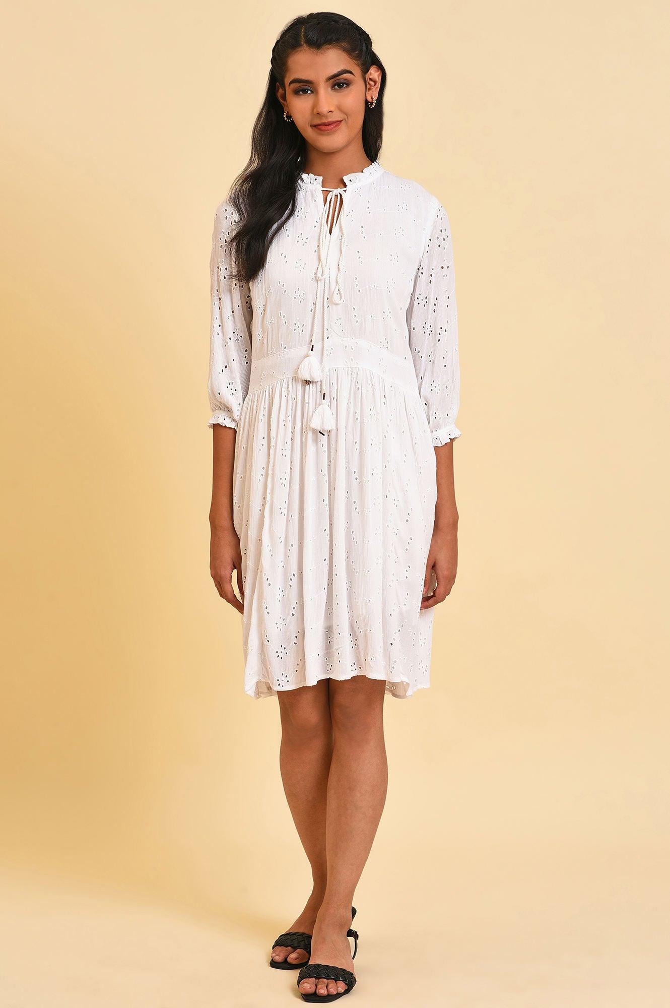 White Schiffli Summer Dress - wforwoman
