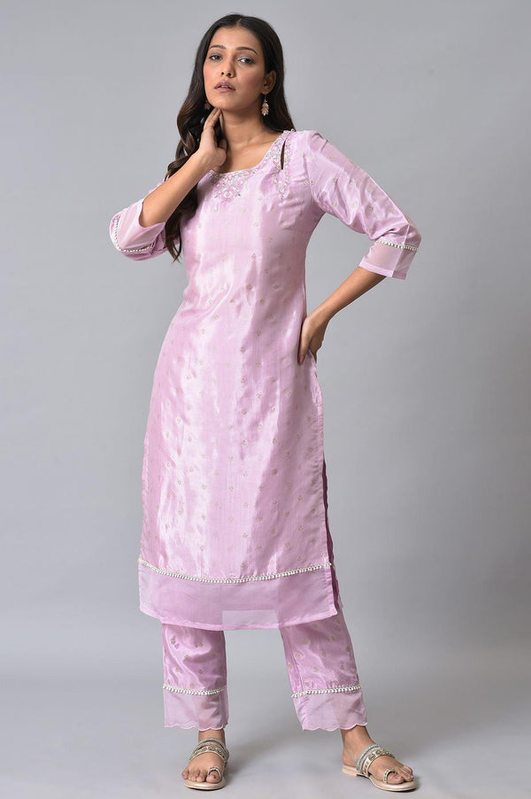 Light Purple Embroidered Plus Size kurta