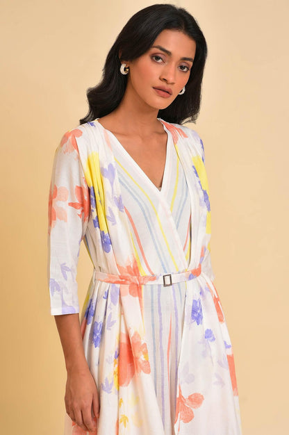 Ecru Print Mix Jumpsuit - wforwoman