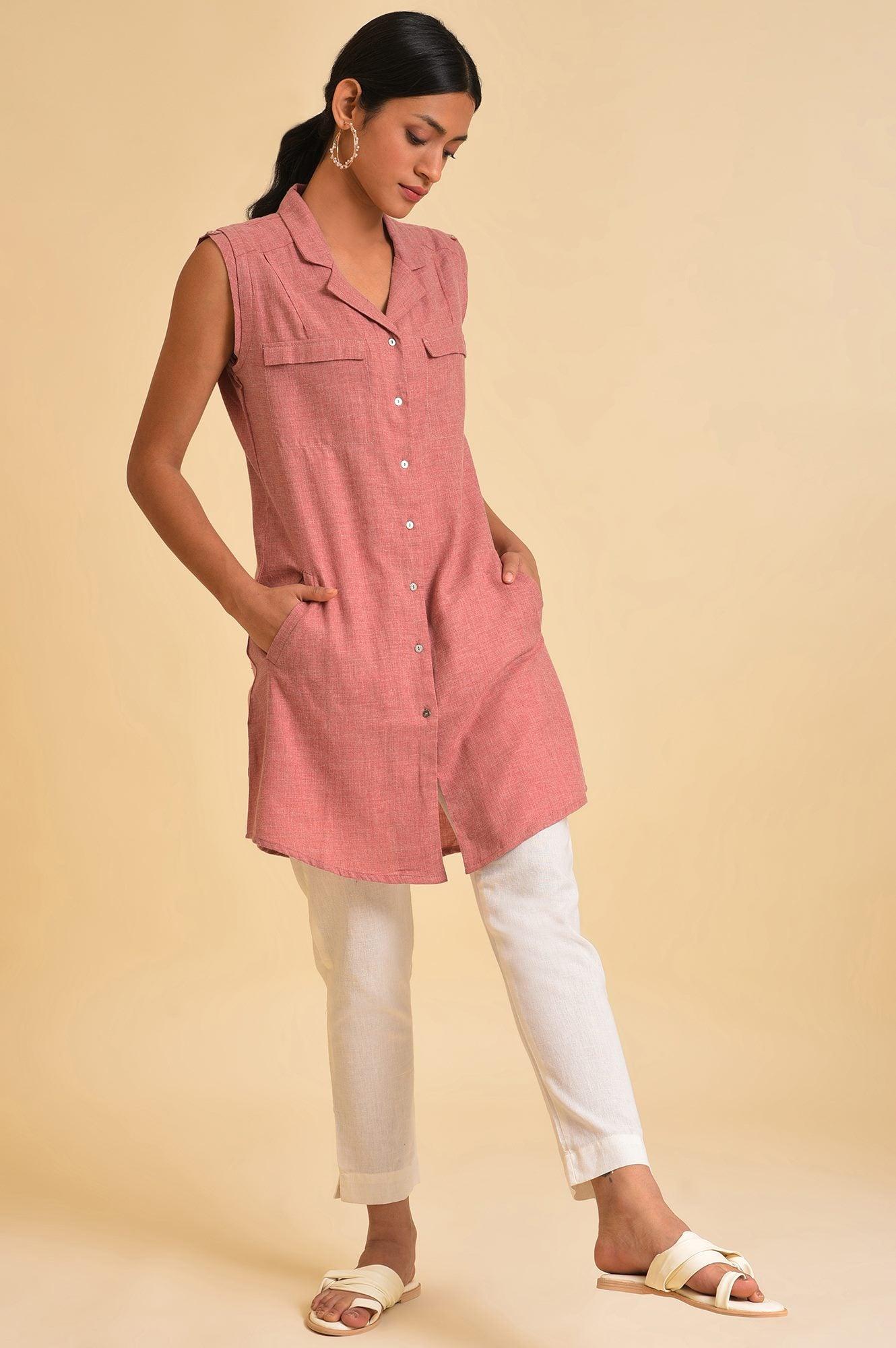 Pink Western Tunic With Embroidery - wforwoman