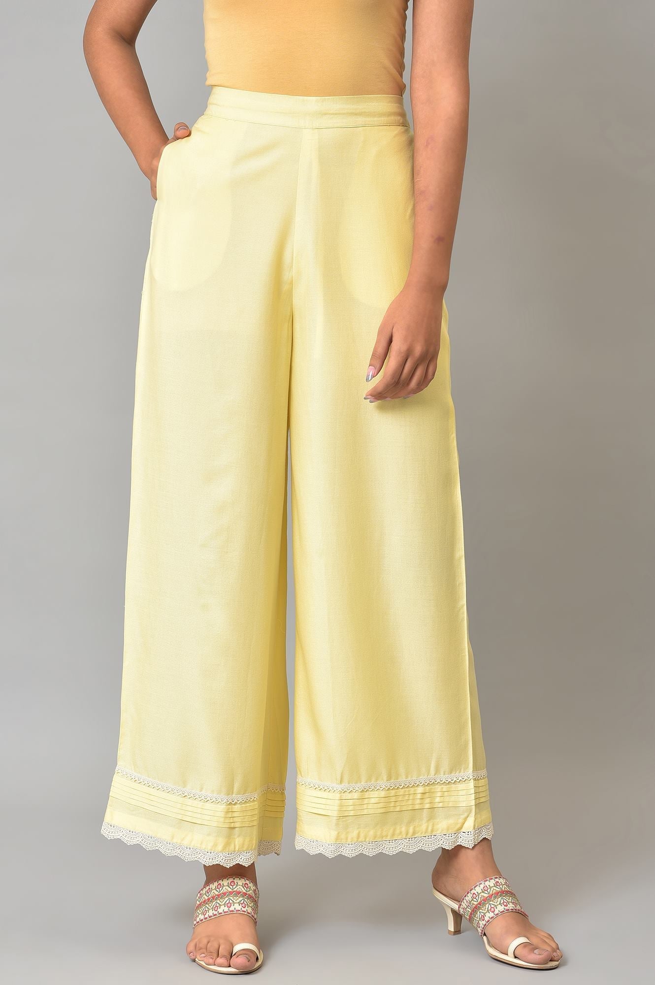 Yellow A-line Kurta and Parallel Pant Set