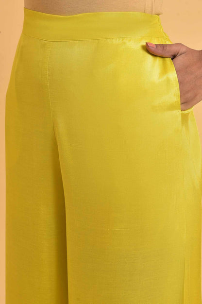 Yellow Parallel Pants With Lace And Embroidery - wforwoman