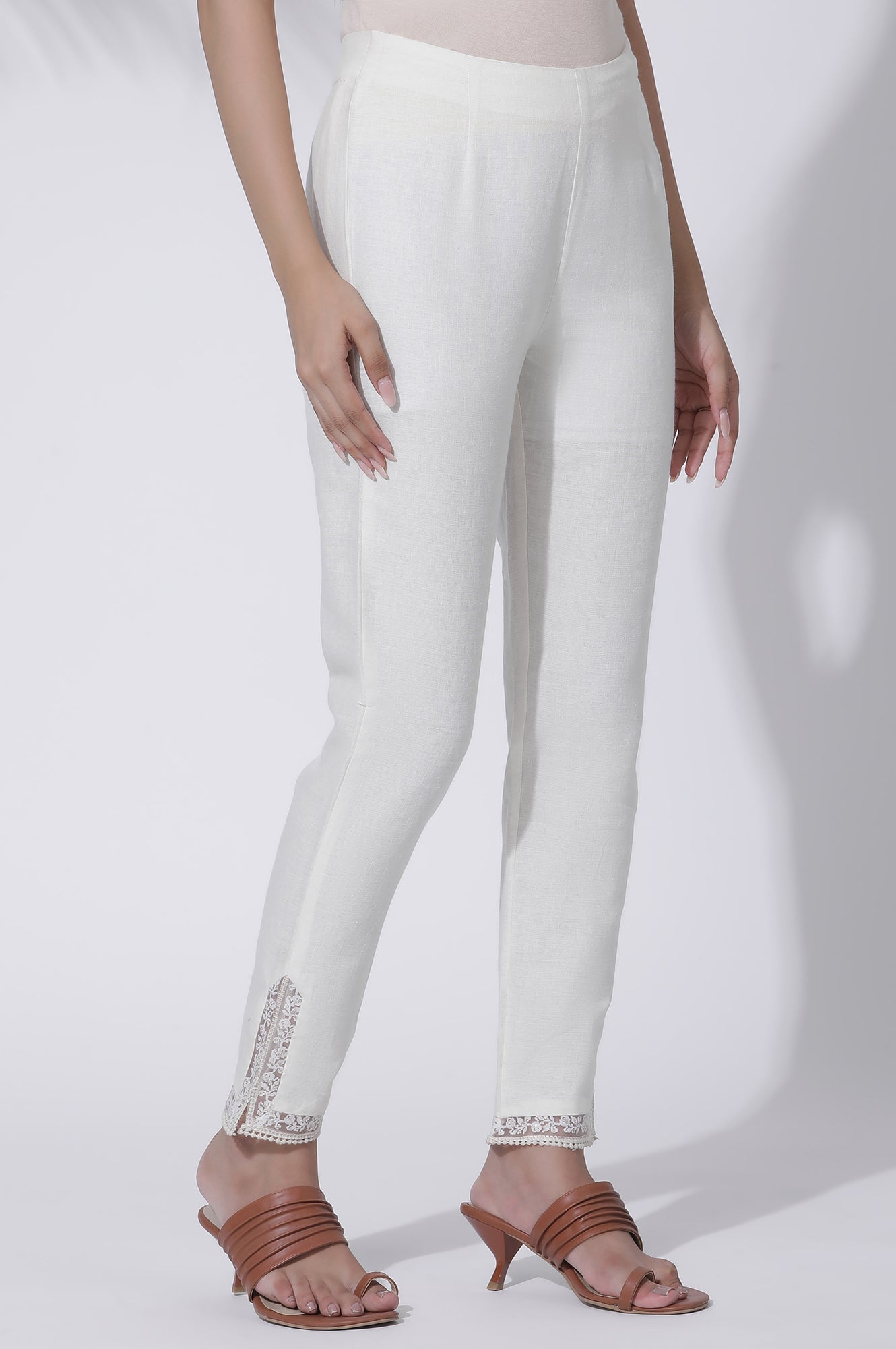 Ecru Rayon A-line Kurta and Slim Pant Set