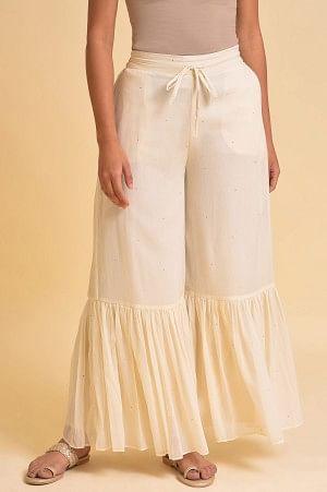 Plus Size Ecru Solid Flared Sharara