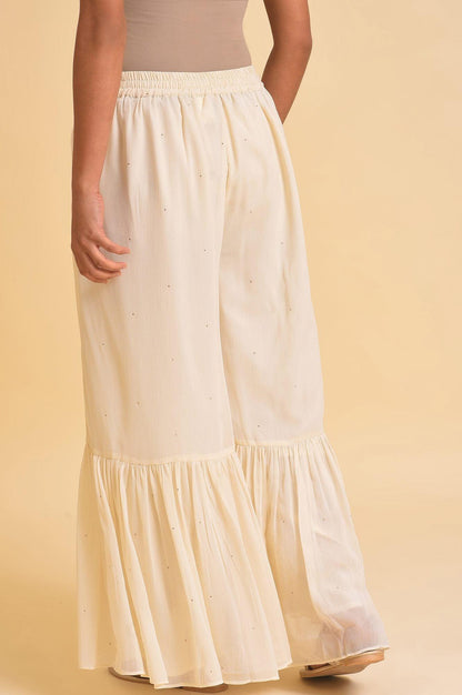 Ecru Solid Flared Sharara - wforwoman