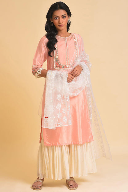 Ecru Solid Flared Sharara - wforwoman