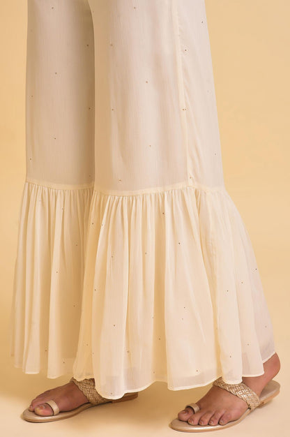 Ecru Solid Flared Sharara - wforwoman