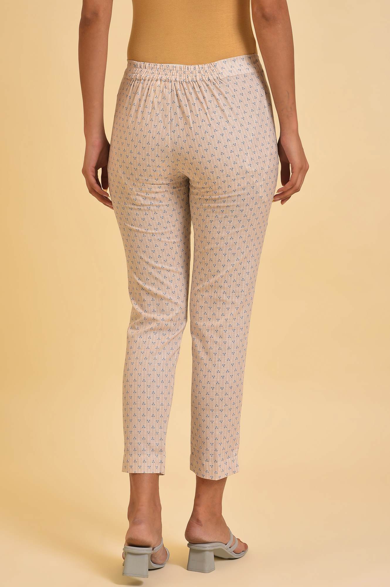 Beige Striped Rayon Straight Kurta and Slim Pant Set