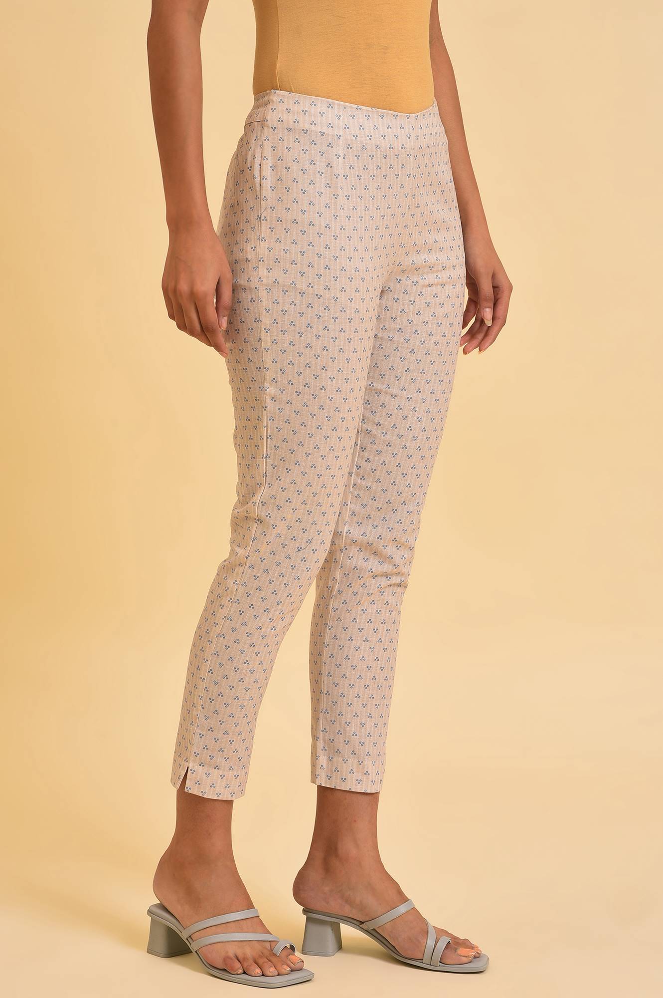 Beige Striped Rayon Straight Kurta and Slim Pant Set