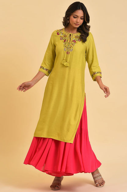 Pink Tiered Solid Sharara - wforwoman