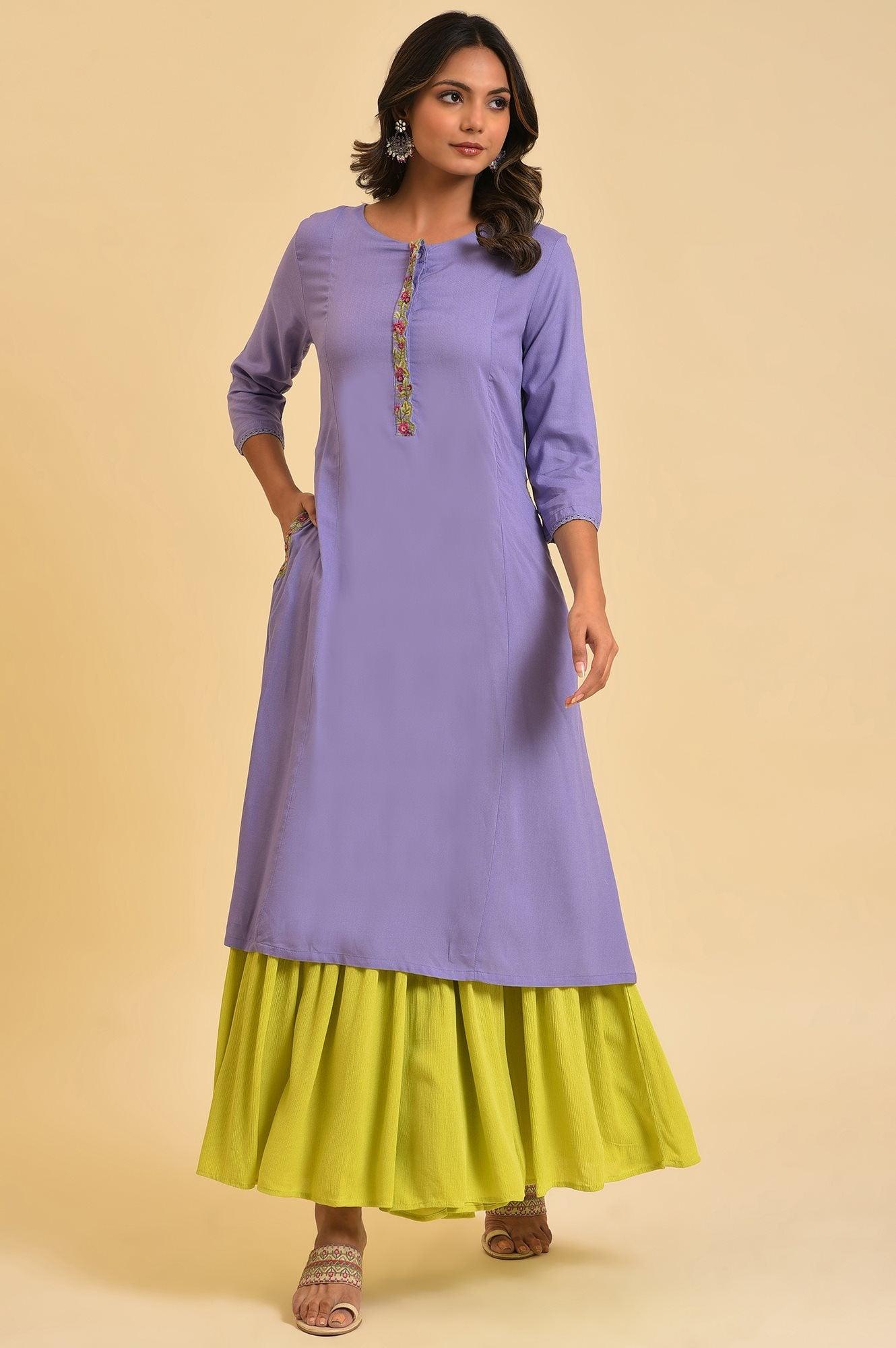 Green Tiered Solid Sharara - wforwoman