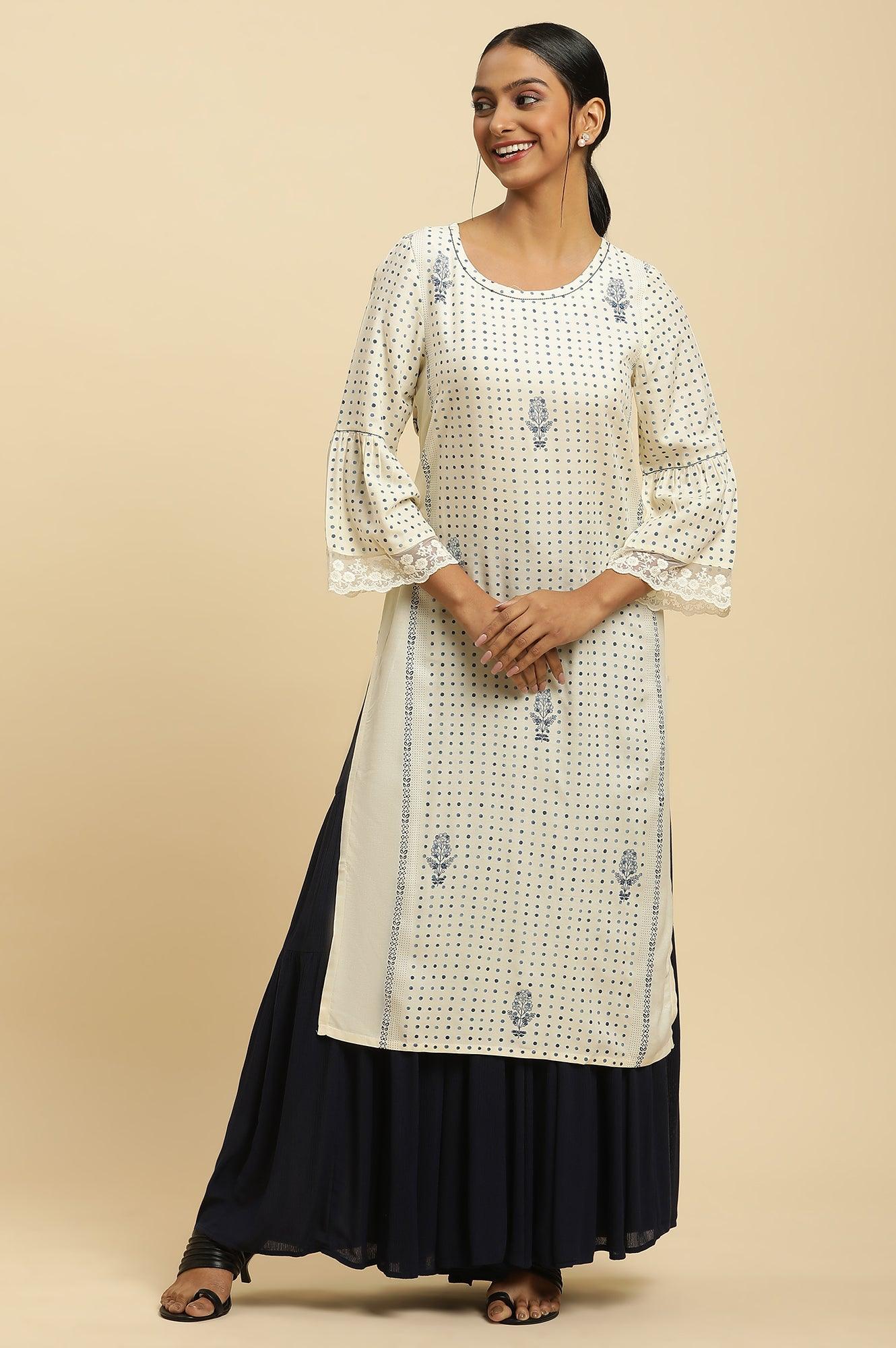 Blue Tiered Solid Sharara - wforwoman