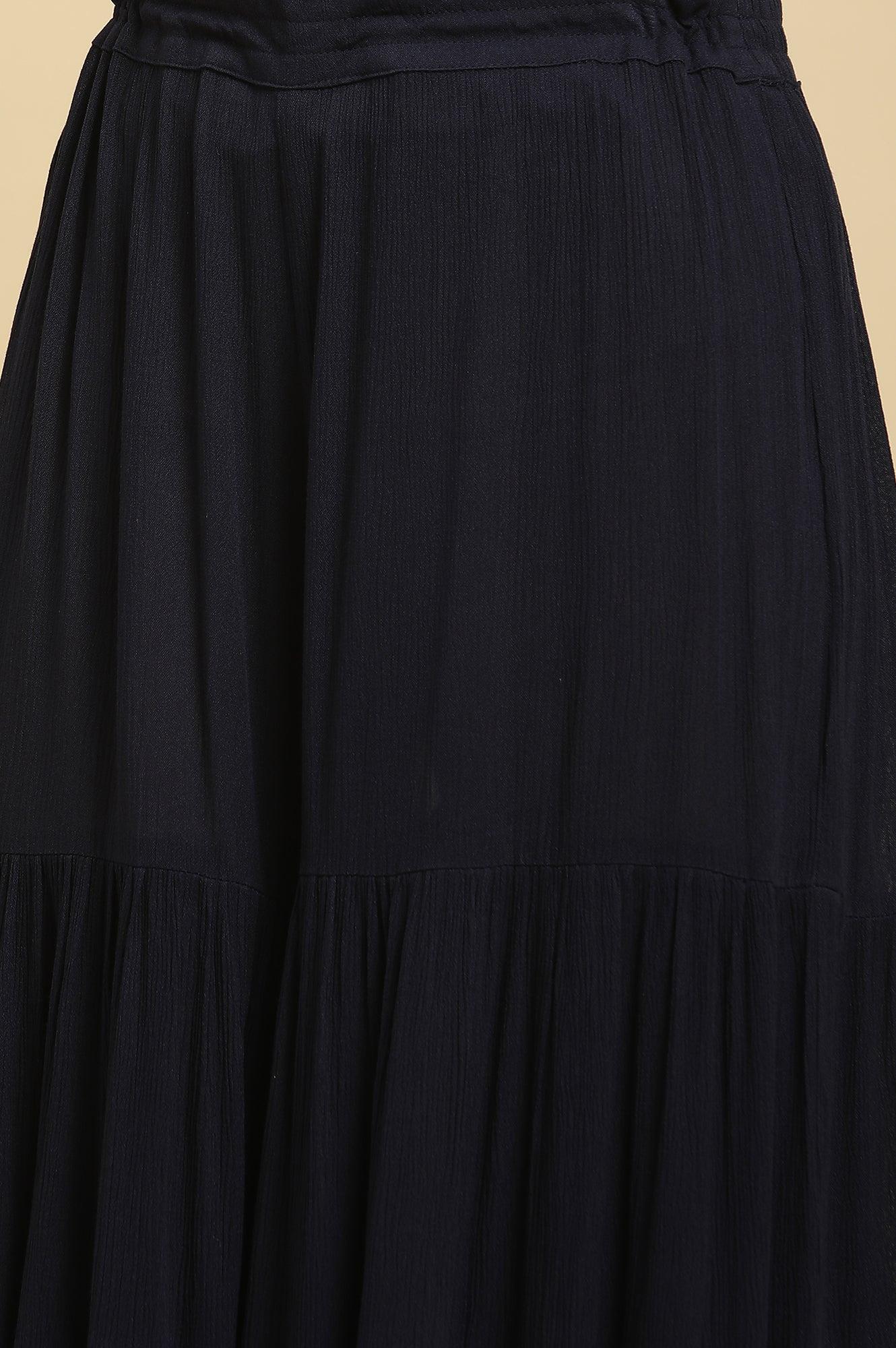 Blue Tiered Solid Sharara - wforwoman